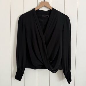 Alice + Olivia Black Draped Blouse